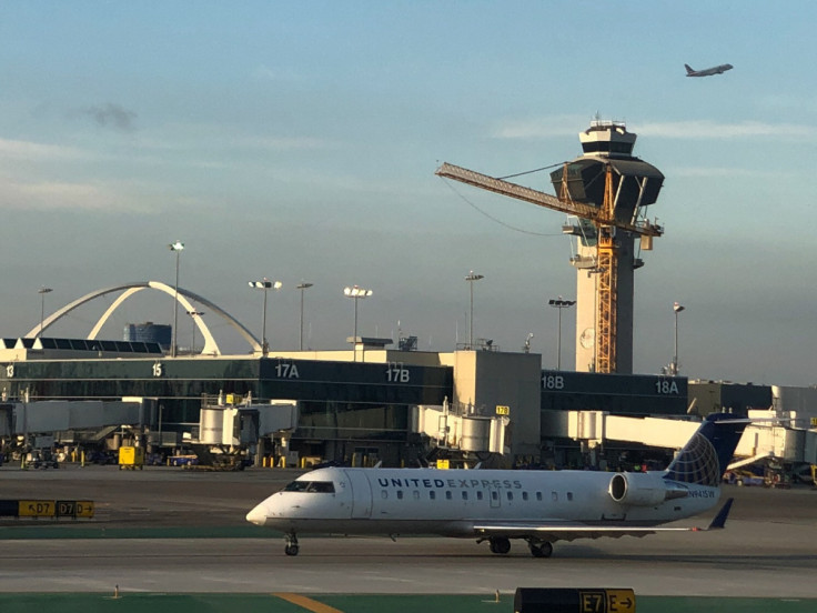 A United Express Bombardier CRJ-200ER airplane taxis at LAX airport in Los Angeles