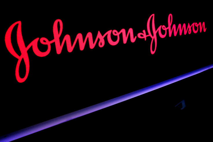 The Johnson & Johnson logo is displayed on a screen on the floor of the NYSE in New York