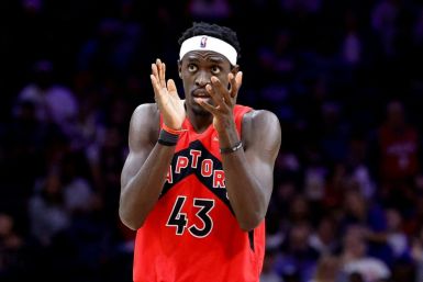 Pascal Siakam of the Toronto Raptors in the fourth quarter against the Philadelphia 76ers during Game Five of the Eastern Conference First Round at the Wells Fargo Center on April 25, 2022 in Philadelphia