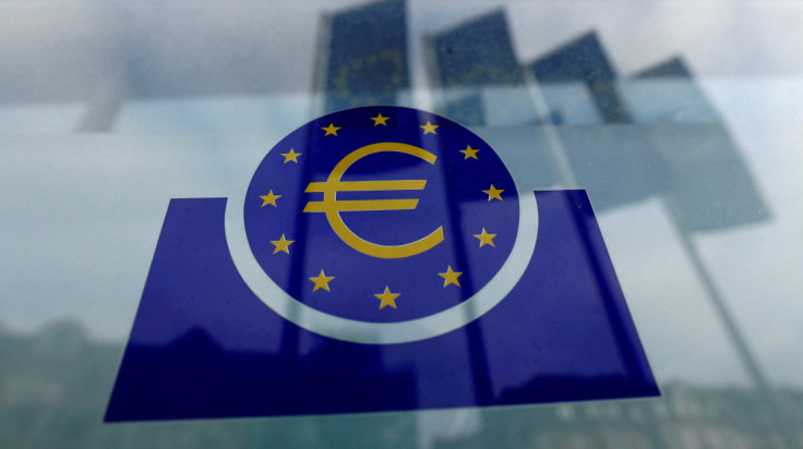 Specialists work on a crane in front of the European Central Bank (ECB) in Frankfurt, Germany