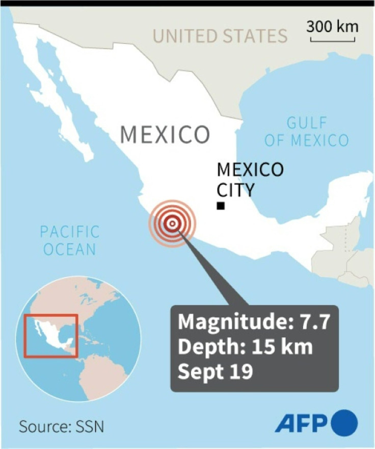 Map of Mexico locating the earthquake that struck on Monday.
