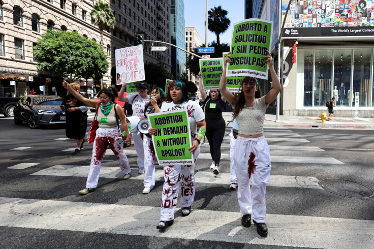 Abortion rights protesters demonstrate in Los Angeles