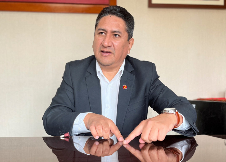 Vladimir Cerron, head of the far-left Peru Libre party talks to Reuters, in Lima
