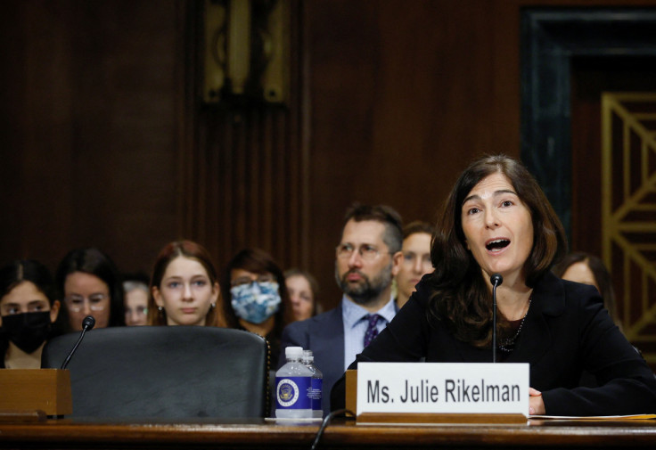 FILE PHOTO - Julie Rikelman testifies before a Senate Judiciary Committee hearing on her nomination to become a federal appeals court judge for the First Circuit in Washington