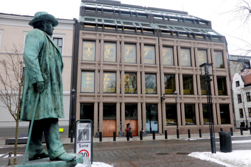 A general view of the Norwegian central bank, where Norway's sovereign wealth fund is situated, in Oslo