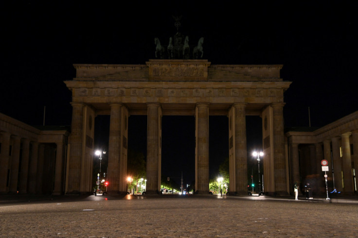 The facade lighting of the Brandenburg Gate turned off in Berlin