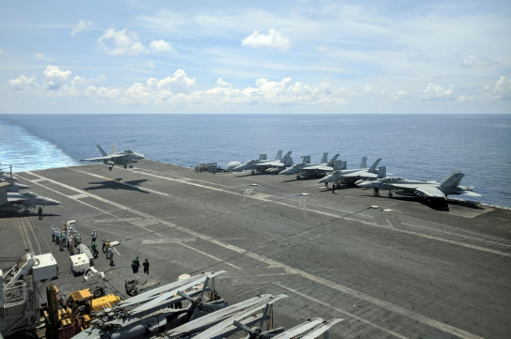 The USS Ronald Reagan, seen here in 2019, and two other American warships will conduct joint drills with South Korea