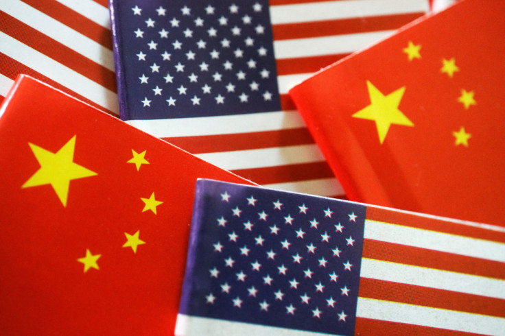 Illustration picture of U.S. and Chinese flags