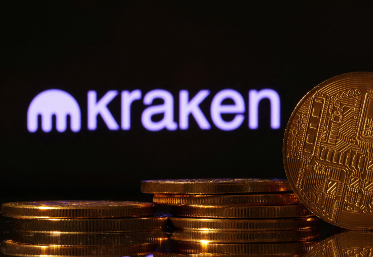 The illustration shows the Kraken cryptocurrency exchange logo