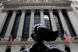 The New York Stock Exchange (NYSE) is seen in the financial district of New York