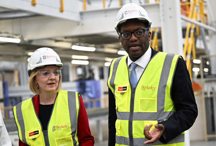 British PM Truss and Chancellor of the Exchequer Kwarteng visit Berkeley Modular, in Northfleet