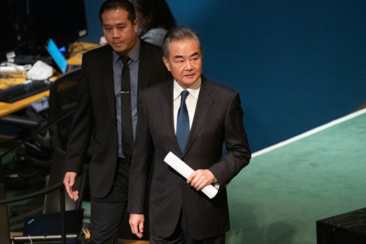 China's Foreign Minister Wang Yi arrives to address the 77th session of the United Nations General Assembly