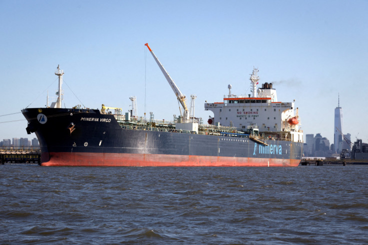 Oil tanker Minerva Virgo is pictured docked at the Bayonne New Jersey oil terminal
