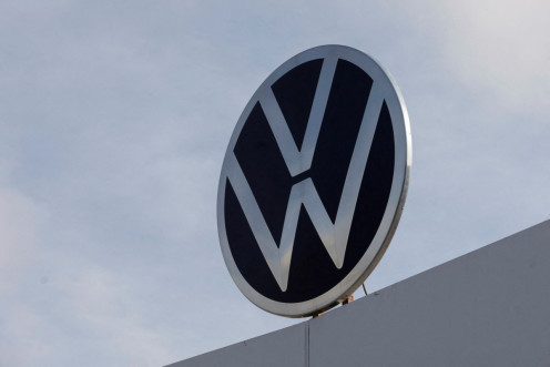 Volkswagen logo at the carmaker's plant in Puebla, Mexico