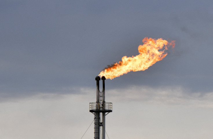 A view shows a flare stack at Rosneft's oil stabilisation facility outside Neftegorsk