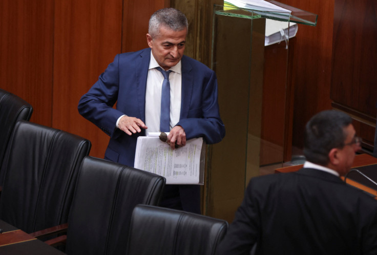 Lebanon's caretaker Finance Minister Youssef Khalil attends a parliament session in Beirut