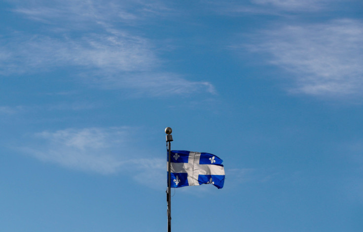 A flag of Quebec flies near the Regional Parliament building ahead of the G7 Summit in Quebec