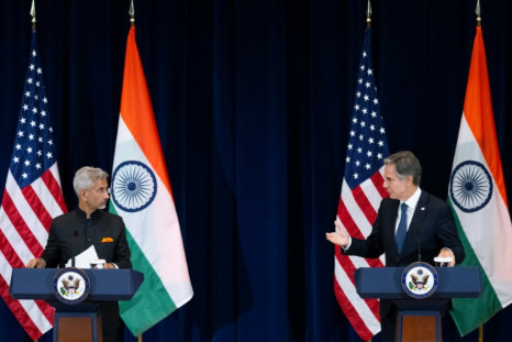 US Secretary of State Antony Blinken and Indian External Affairs Minister Subrahmanyam Jaishankar hold a press conference at the State Department