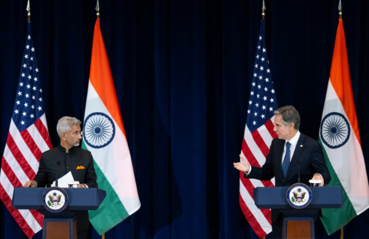 US Secretary of State Antony Blinken and Indian External Affairs Minister Subrahmanyam Jaishankar hold a press conference at the State Department
