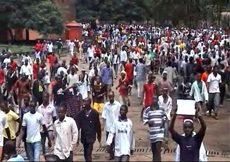 Frame grab of people entering the stadium in Conakry