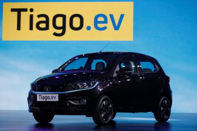 Tata Tiago EV electric hatchback unveiled during a global launch event in Mumbai