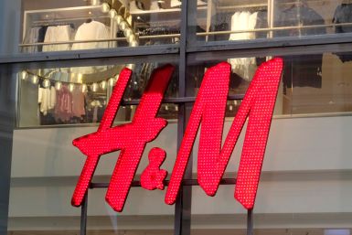 H&M logo is seen on a shop in Riga