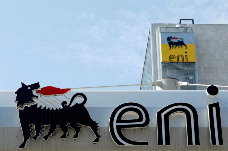 The logo of Italian energy company Eni is seen at a gas station in Rome, Italy