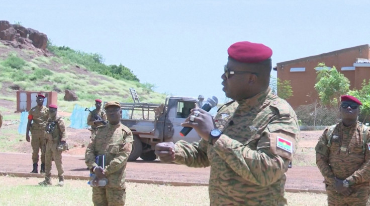 President of Burkina Faso Paul-Henri Damiba visits 14th Inter-Arms Regiment soldiers in Djibo