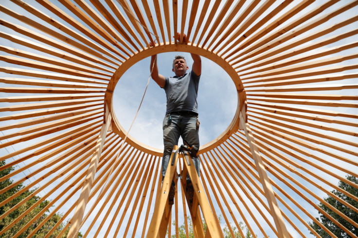 Yurt builder Gabor Adorjan builds a yurt near Martonvasar