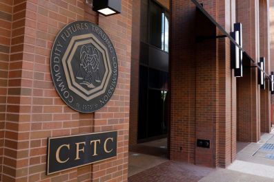 Signage is seen outside of CFTC in Washington, D.C.