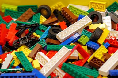Pieces of Lego bricks are seen in a shop in Paris