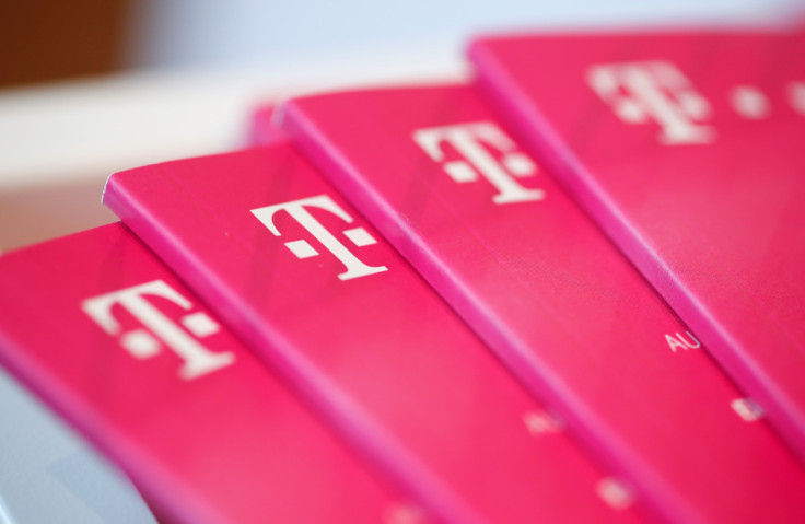 Brochures with the logo of Deutsche Telekom AG are pictured at the shop in the headquarters of German telecommunications giant in Bonn