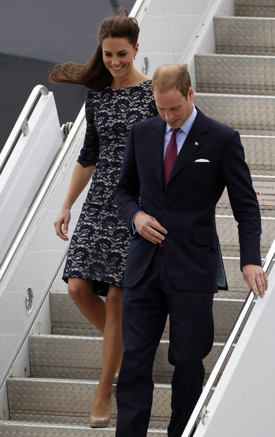  Britains Prince William and his wife Catherine, Duchess of Cambridge arrive at Ottawas Macdonald-Catier International Airport in Canada