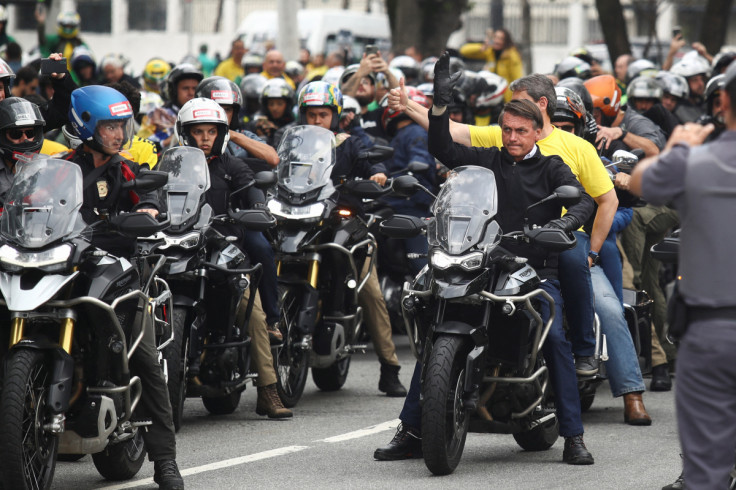 Bolsonaro leads a motorcade with his supporters in Sao Paulo