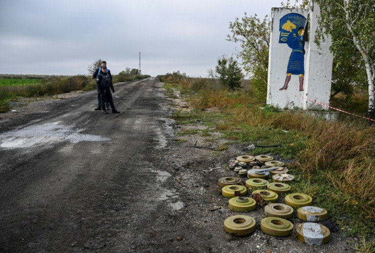 Retrieved and disarmed anti-tank mines collected near Izyum