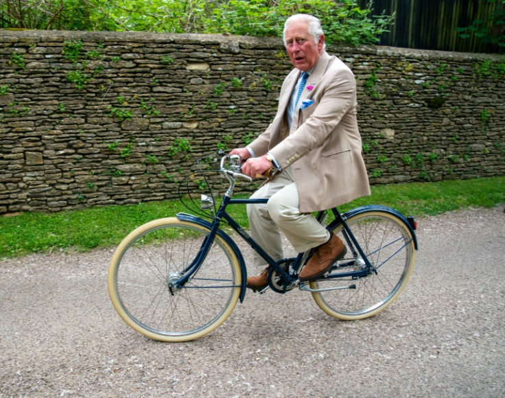 The then Prince Charles on a sponsored bike ride in June 2021