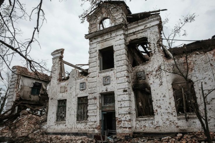 A destroyed school building in Kupiansk