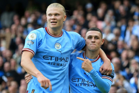 Hat-trick heroes: Erling Haaland (left) and Phil Foden (right) scored hat-tricks for Manchester City in a 6-3 rout of Manchester United