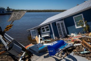 A destroyed house is seen in the aftermath of Hurricane Ian in Matlacha, Florida on October 1, 2022