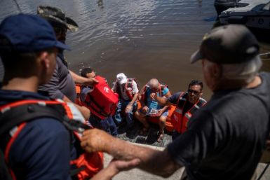 US Coast Guard personnel evacuate people in the aftermath of Hurricane Ian in Matlacha, Florida on October 1, 2022