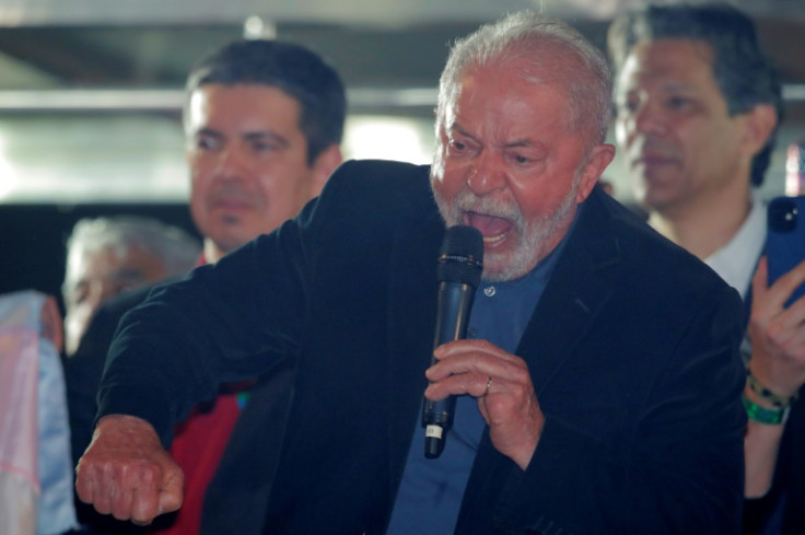 Brazilian former President (2003-2010) and candidate for the leftist Workers Party (PT) Luiz Inacio Lula da Silva speaks to supporters after failing to avoid a runoff against incumbent President Jair Bolsonaro