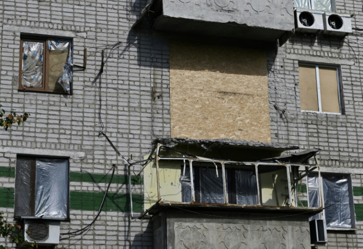 One of the war-scarred residential buildings in Zelenodolsk