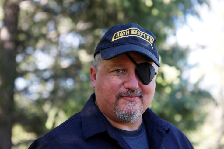 Stewart Rhodes of the Oath Keepers poses during an interview session in Eureka