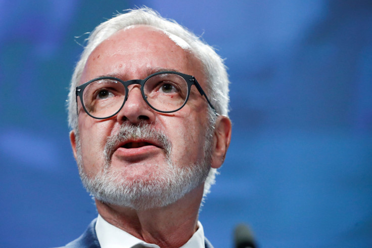 European Investment Bank President Werner Hoyer speaks during a joint news conference with European Commission President Jean-Claude Juncker at the EC headquarters in Brussels