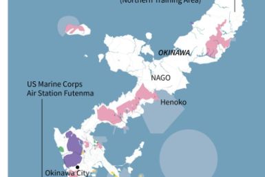 Map showing US military bases in Japan's Okinawa.