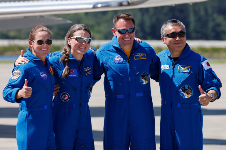 Astronauts arrive at Kennedy Space Center to prepare for launch to the International Space Station