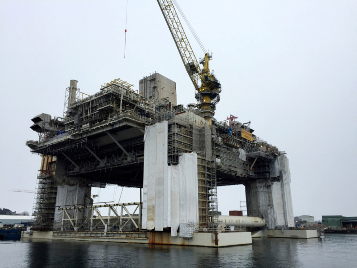 A general view of the Njord oil platform being renovated at the yard in Stord