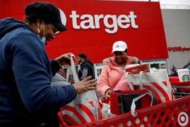 Shoppers exit a Target store during Black Friday sales in Brooklyn, New York