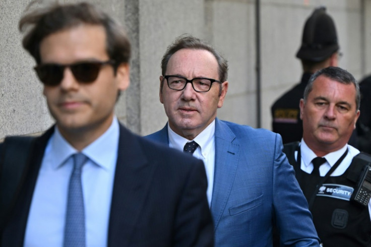 US actor Kevin Spacey arrives at the Old Bailey in London on July 14, 2022 to appear in court over four counts of sexual assault