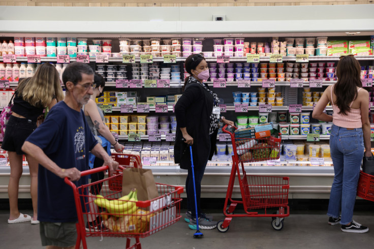 People shop in a supermarket as inflation affected consumer prices in Manhattan, New York City